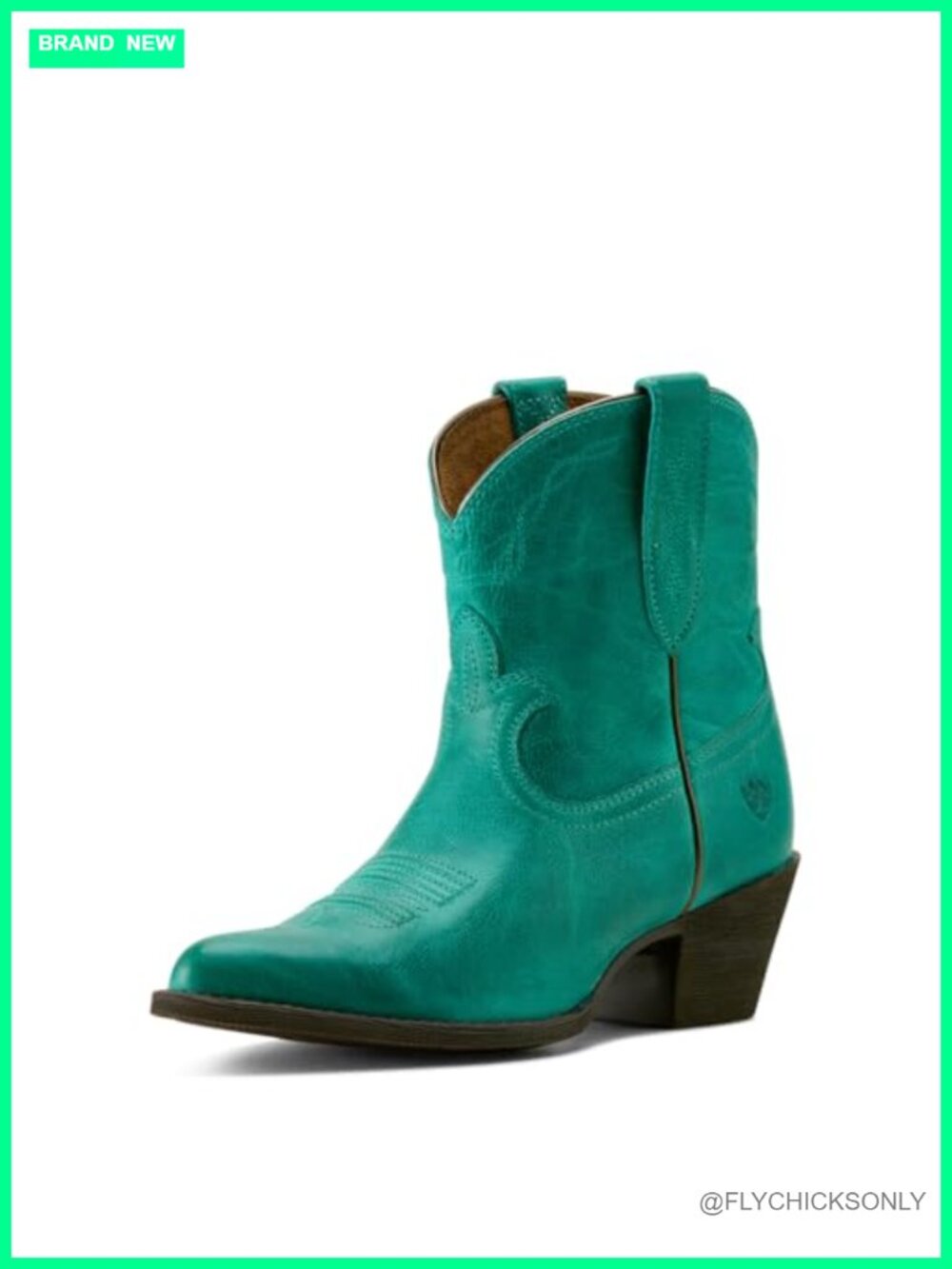 Western Leather Boots Floral Rhinestone Studded Pull-On Flat Sole